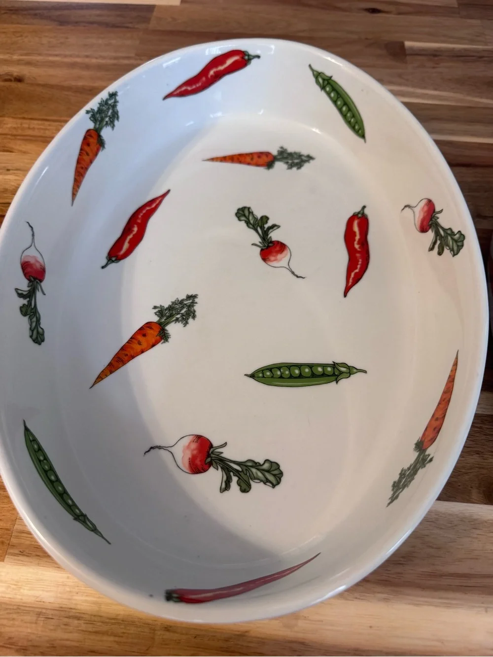 Cordon Bleu BIA - 2 Oval Ceramic Baking Dishes 12” with Red & Green Vegetable